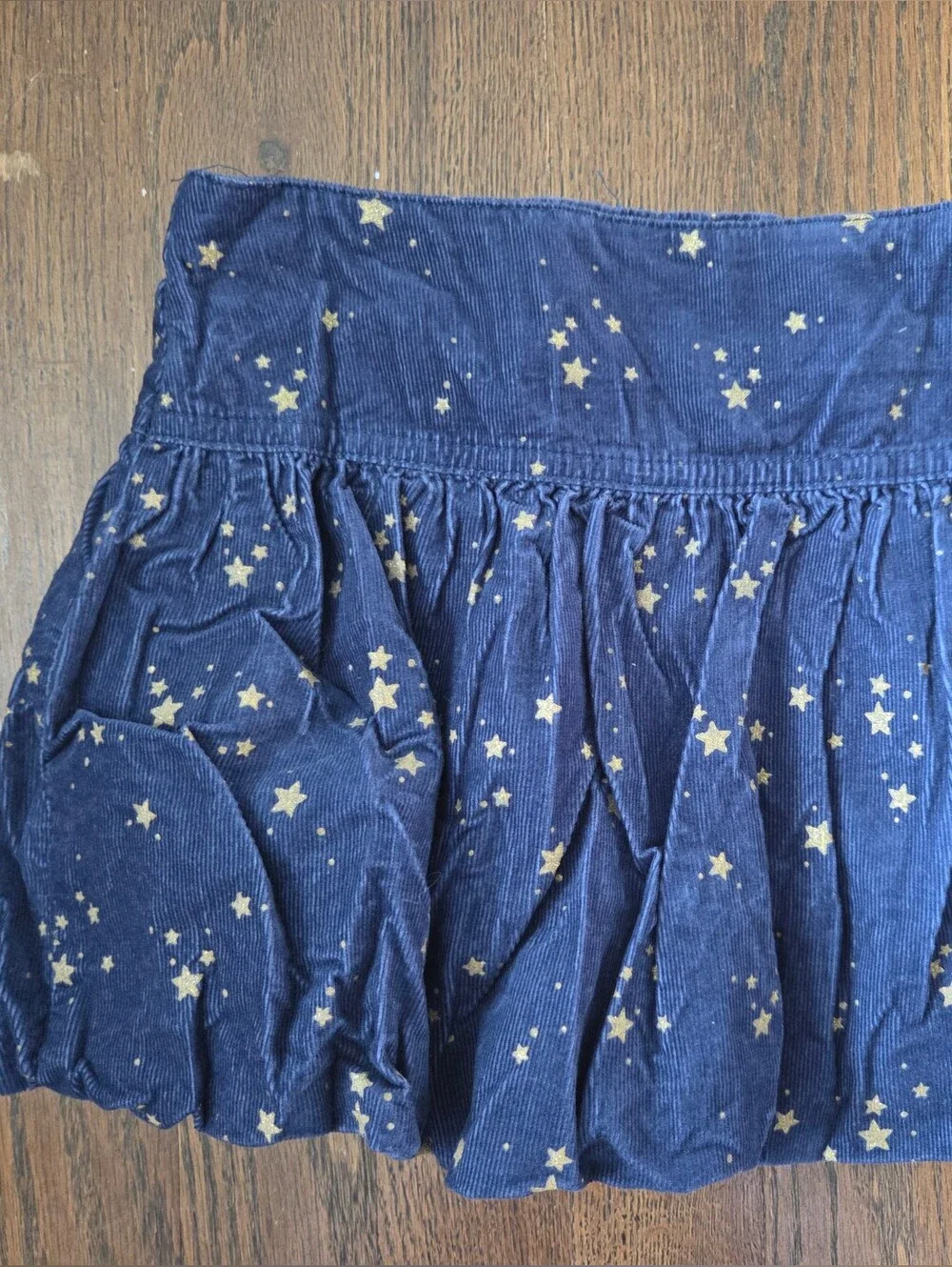 Gymboree Girls 5 Blue/Gold Stars Corduroy Bubble Skirt
